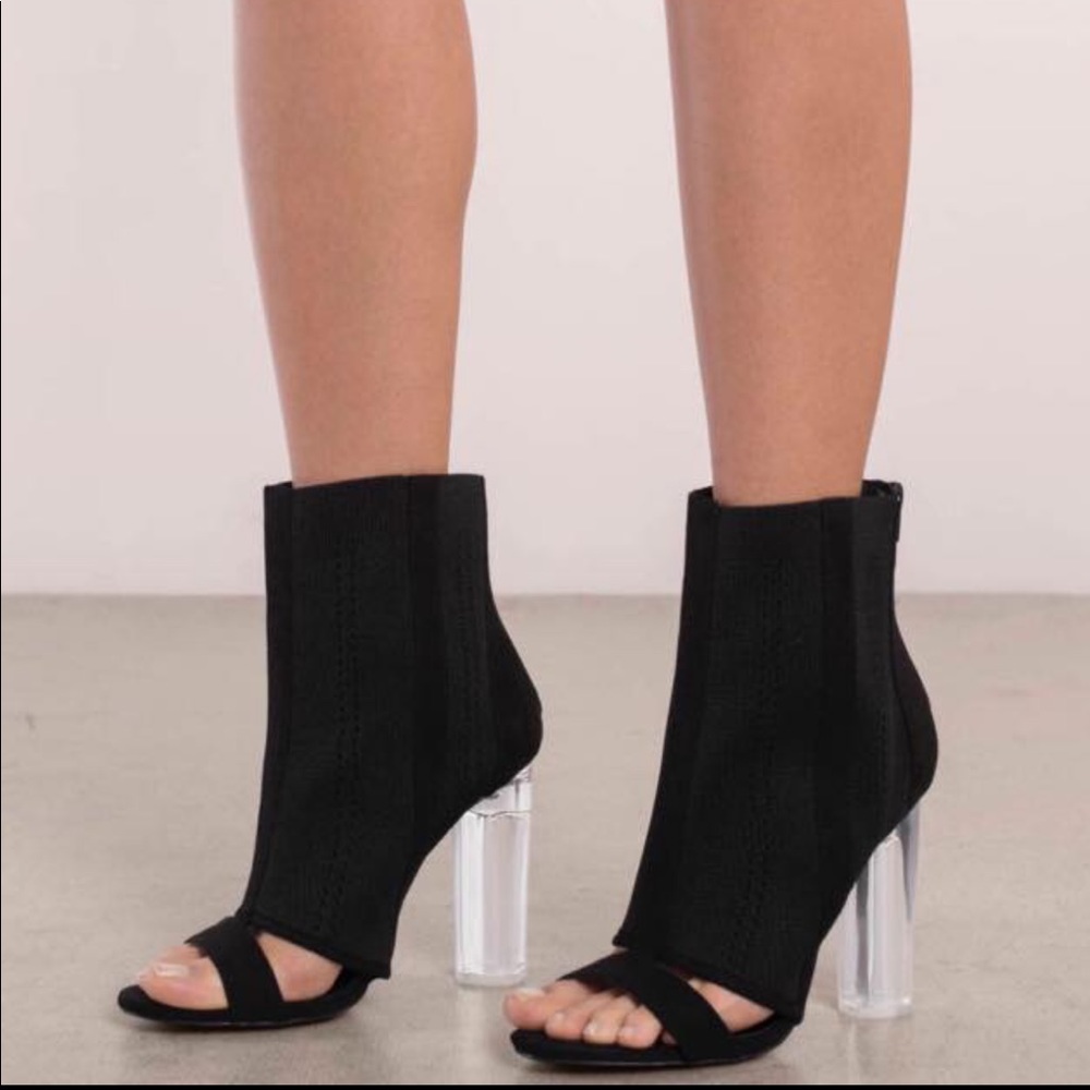 NWOB. Lucite peep toe boots. Only 1 left